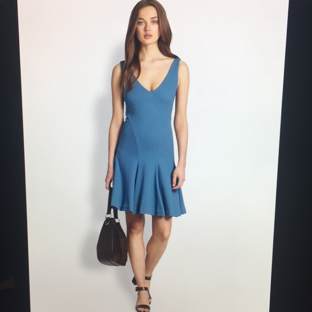 RALPH LAUREN BLUE LABEL Blue Jersey Pleated Dress